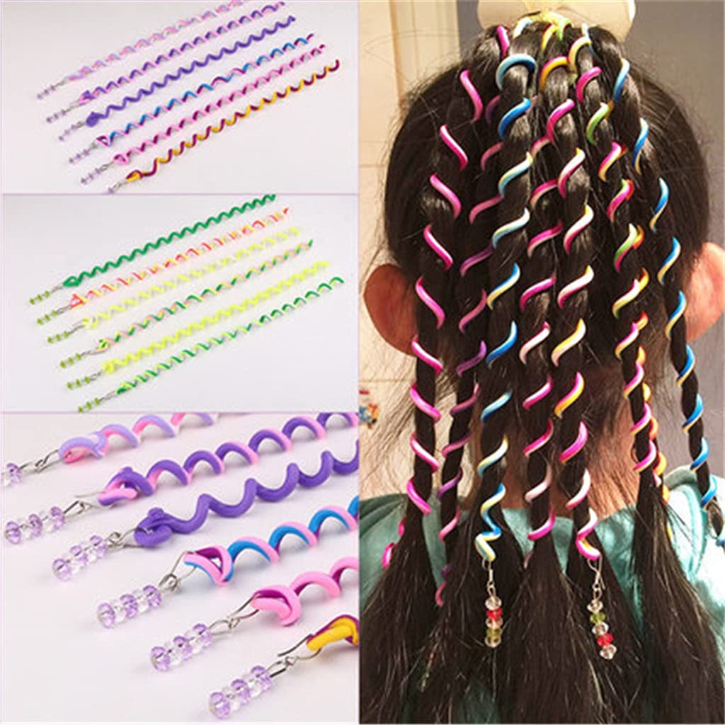 6 sztuk/zestaw pierścienie do włosów dziewczyny spiralne opaski śliczne kolorowe kryształowe długie elastyczne gumki do włosów ozdoba do włosów moda dziecięca narzędzie do włosów (rozmiar: A)