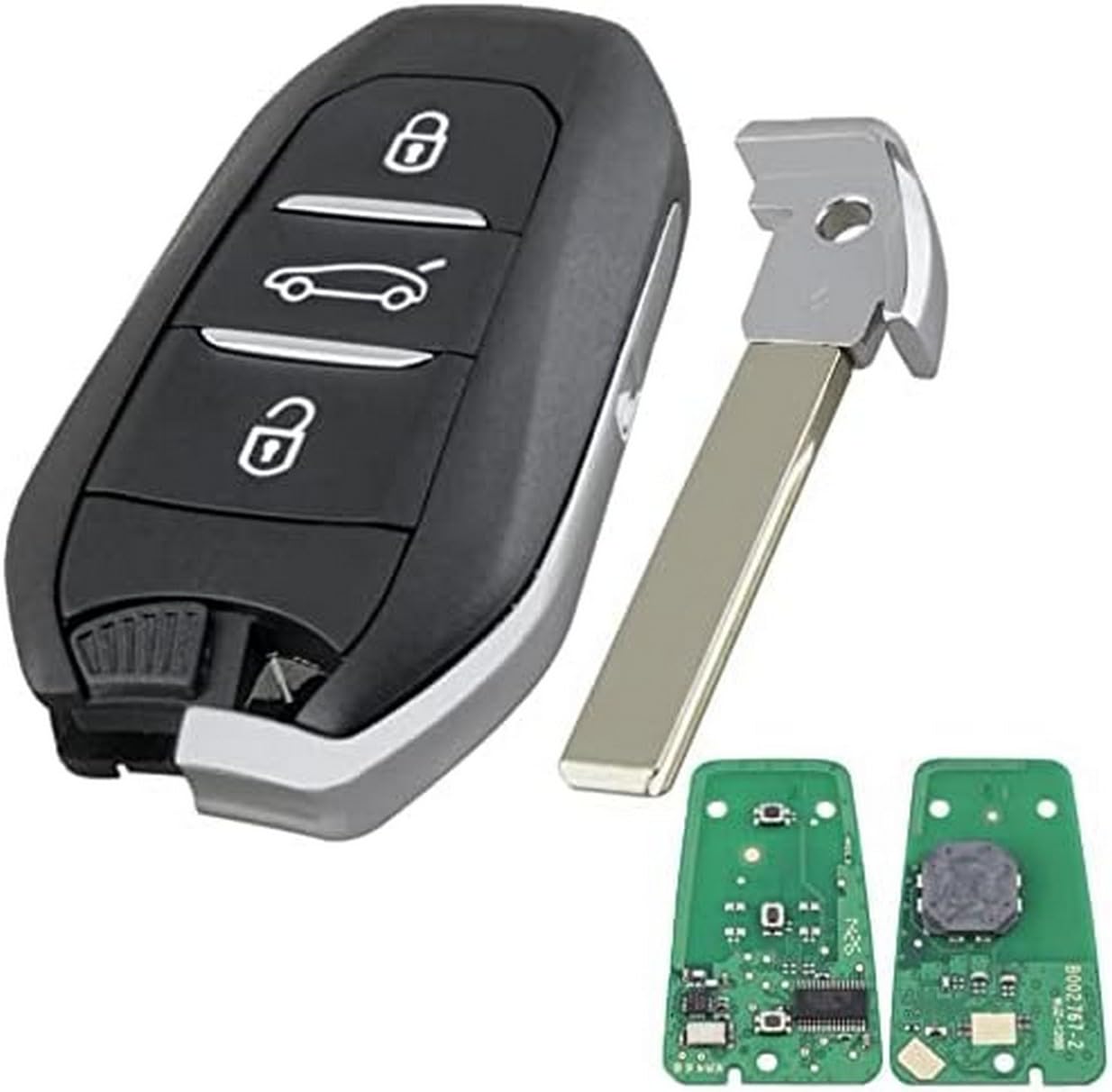 ProPlip Clé complète avec électronique à Programmer pour 308 508 2008 3008 5008 C4 C4 Picasso Grand Picasso Lame rainurée HU83 3 Boutons Coffre 434Mhz Coque telecommande…