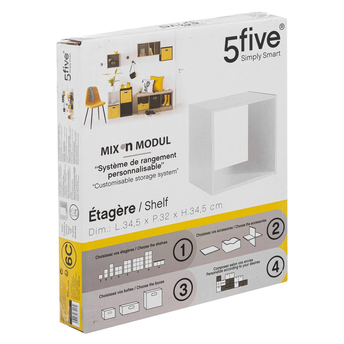 5five - scaffale a 1 scomparto mix n modul bianco
