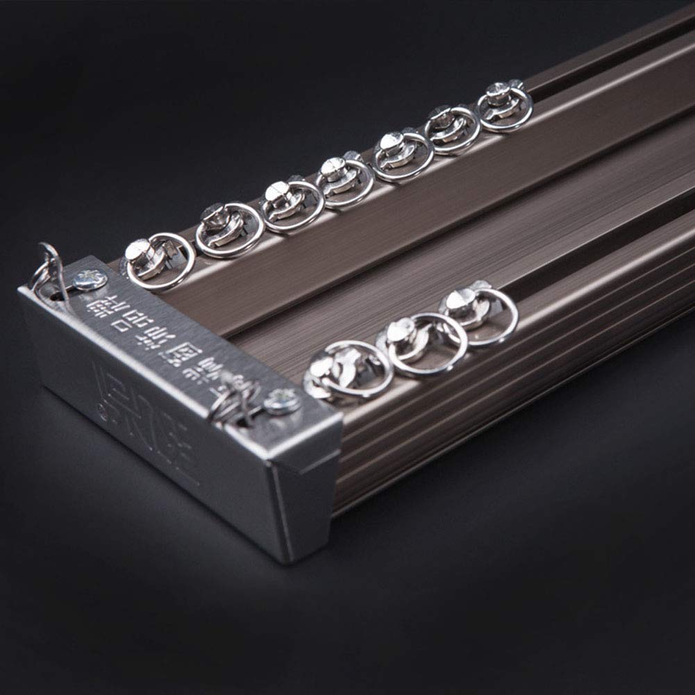 zshine Heavy-Duty Curtain Conjoined Double Track rails Ceiling Mounting for Living Room Bedroom Room Divider (Champagne,9.8ft-13.1ft)