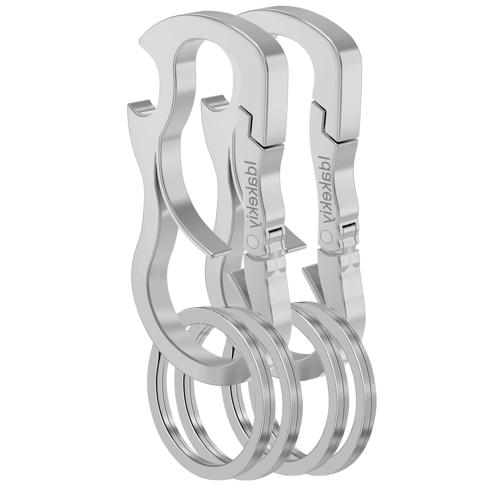 Idakekiy Stylish Carabiner Keychain Zinc Alloy Key Chain Bottle Opener (2 Pcs Silver)