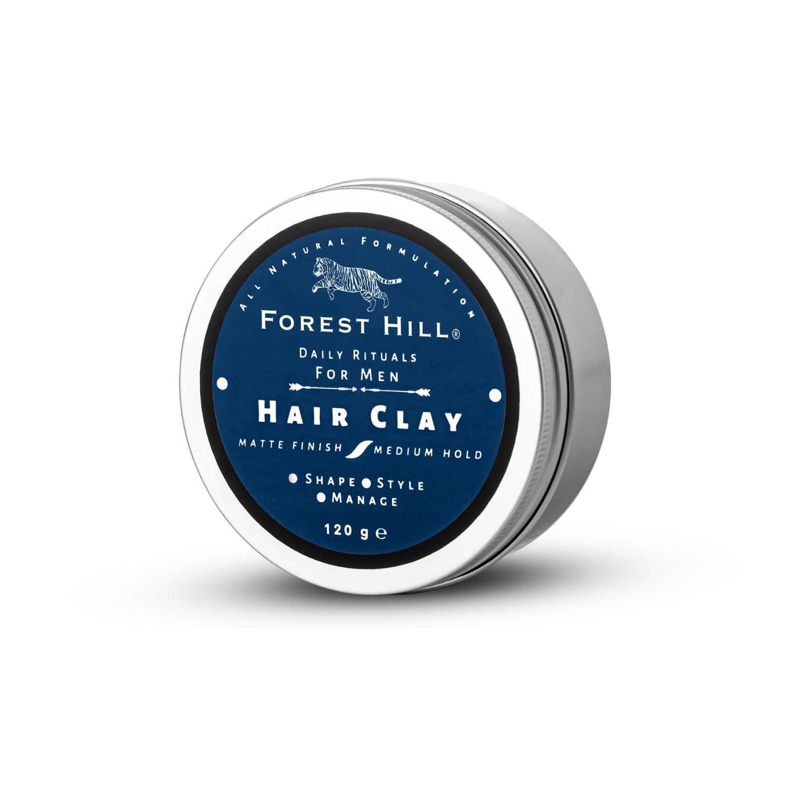 Forest Hill Daily Use Hair Styling Clay For Men, Non Greasy, Lightweight, Natural Look & Medium Hold, Matte Finish, All Natural Formula, Goodness of Shea Butter, Beeswax, Kaolin Clay & Argan Oil, 120g-image-49
