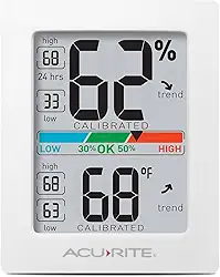 Termômetro digital e higrômetro AcuRite 01083M, 7,6 x 6,3 cm, branco