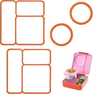 4-Pack Lid Seal Gaskets for OmieBox Kids Bento Box, Orange | Food-safe silicone replacement seals for OmieBox lids;Ensures Leak-Proof and keep lunches fresh. Includes 4 gaskets.