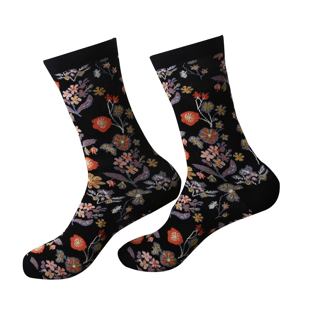 ECO CHIC Womens Bamboo Socks Breathable Hot and Cold Weather UK 4-8 Single Pair (Ditsy Black)