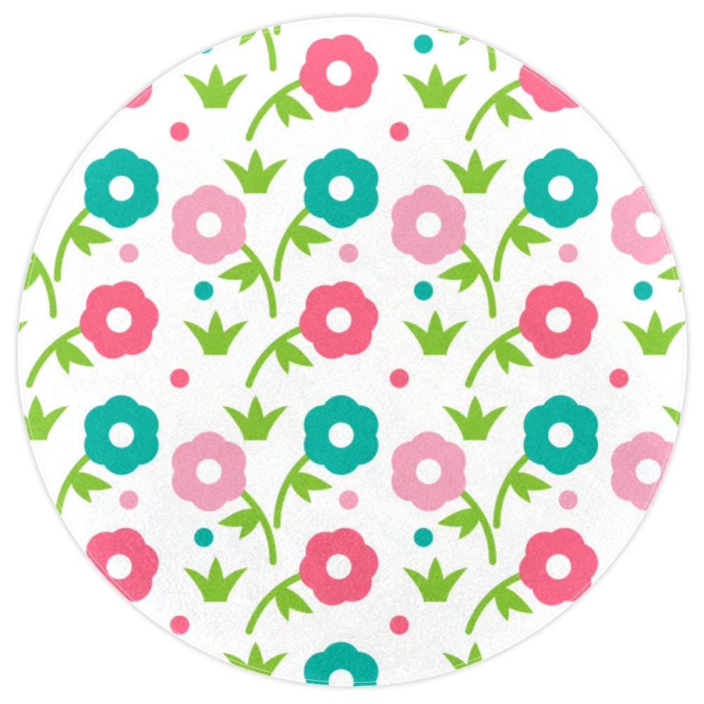 Tapis rond avec petite fleur pour chambre d'enfant et salon chaleureux