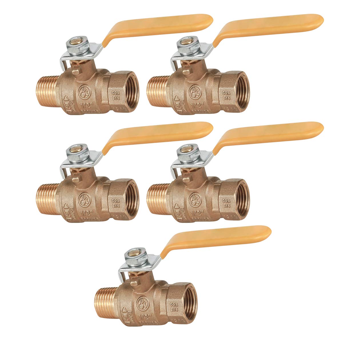 Midline Valve 822MF223-5 Lot de 5 robinets à boisseau sphérique en laiton de qualité supérieure 1" FIP x MIP