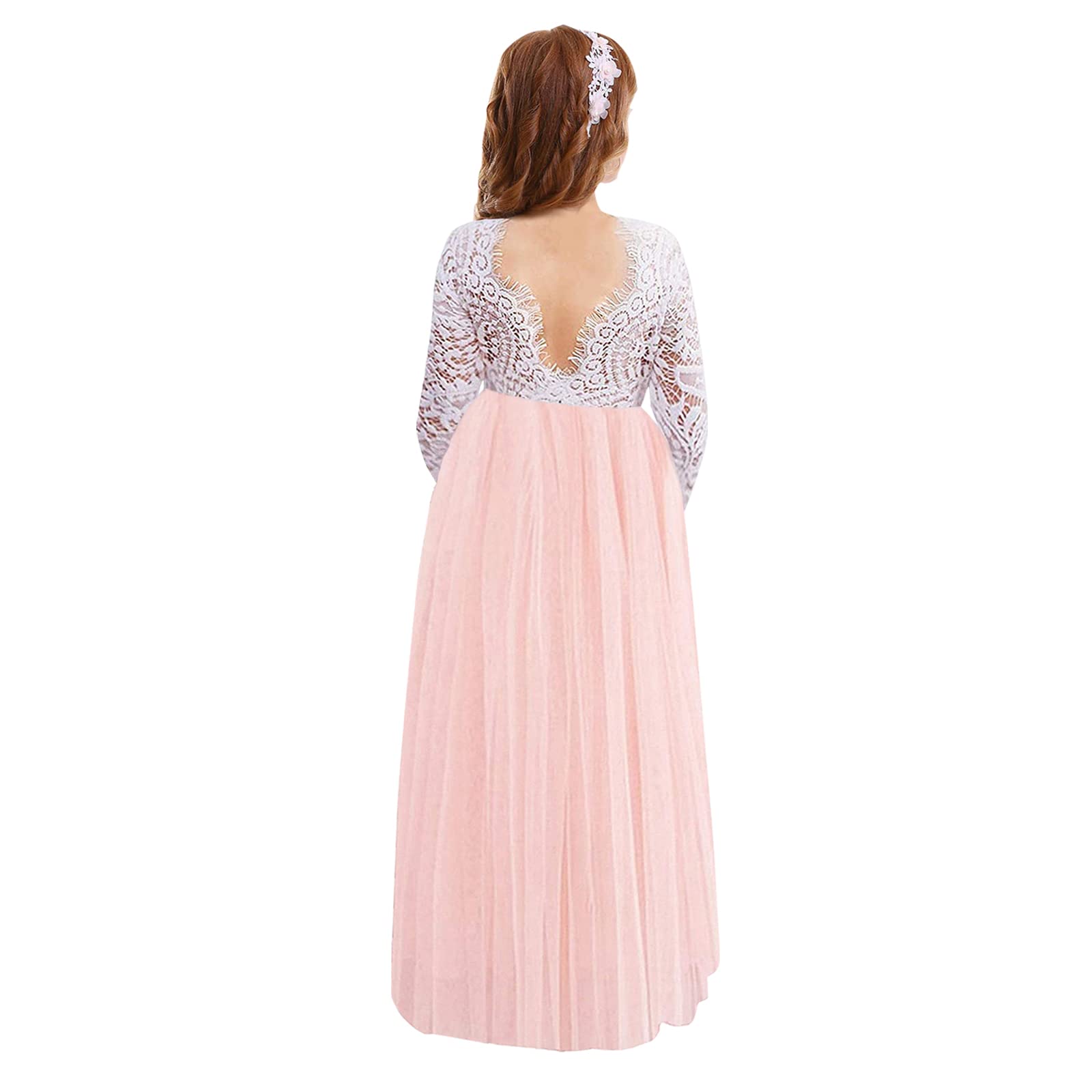 OFIMAN Vestido de flores para niñas, vestido de tul de princesa, acampanado, con encaje trasero, talla 3-16 años
