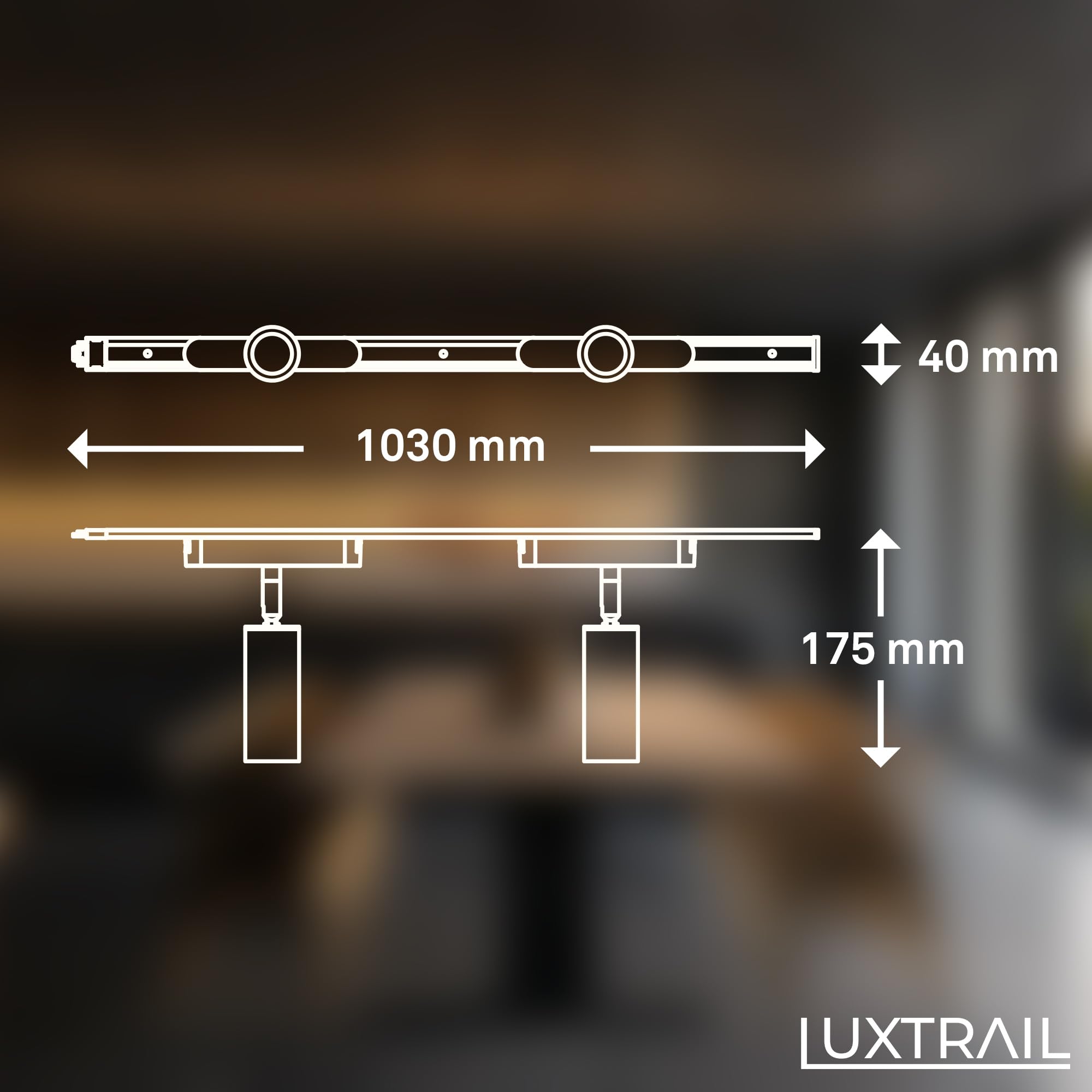 BRILONER - Sistema de carriles Luxtrail set de prolongación, 2x LED spots, extensible, orientable, lámparas, sistema de carriles techo, carril proyector, 1m, negro