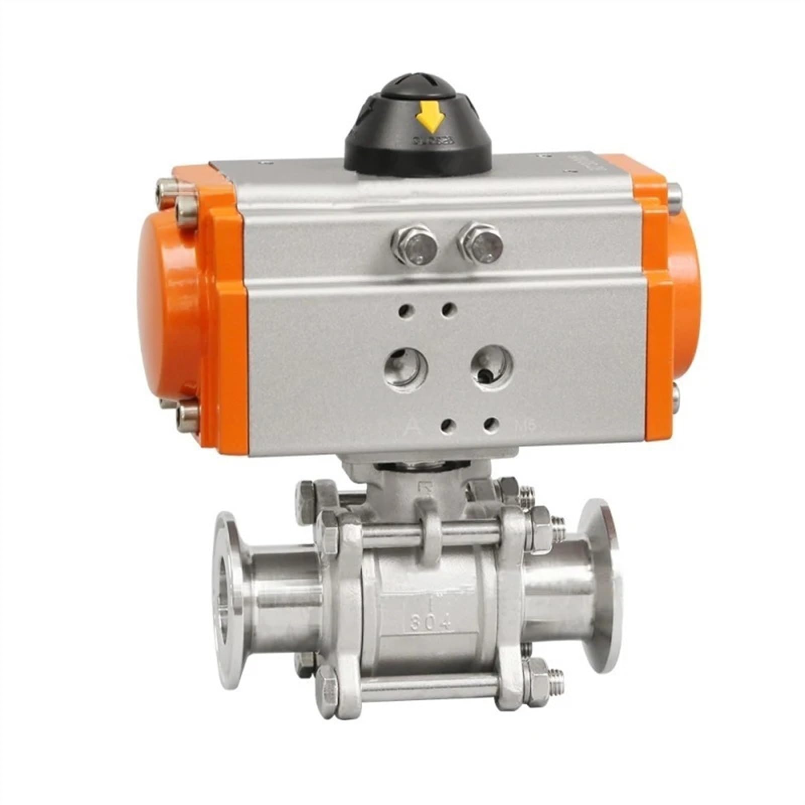 DN15-50 Pneumatic Ball Valve Three Piece High Platform Stainless Steel Clamp Ball Valve Q611F-16P Double Acting Cylinder