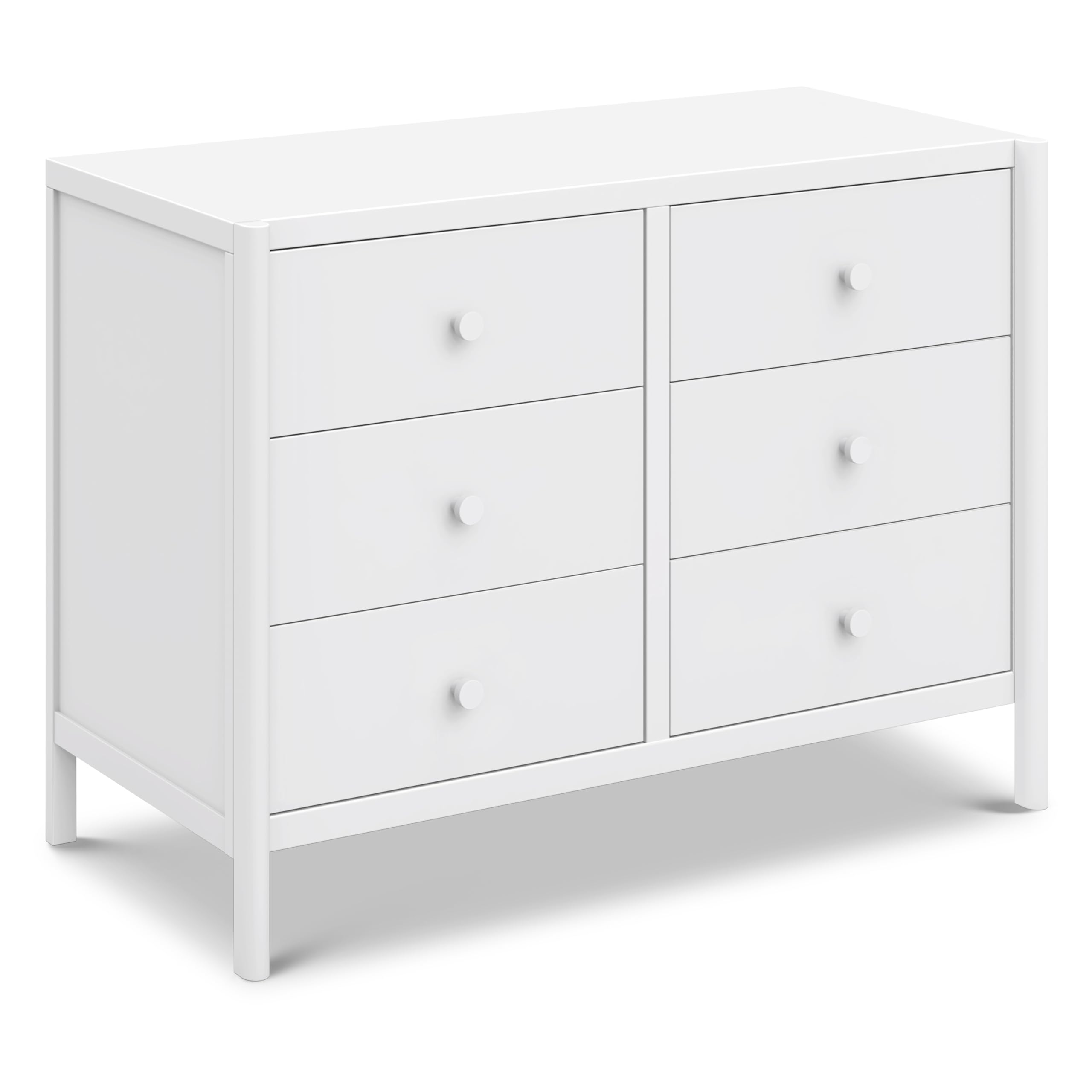 Davinci Birdie 6-Drawer Dresser with 9+ inch Drawer Extension in White, GREENGUARD Gold Certified