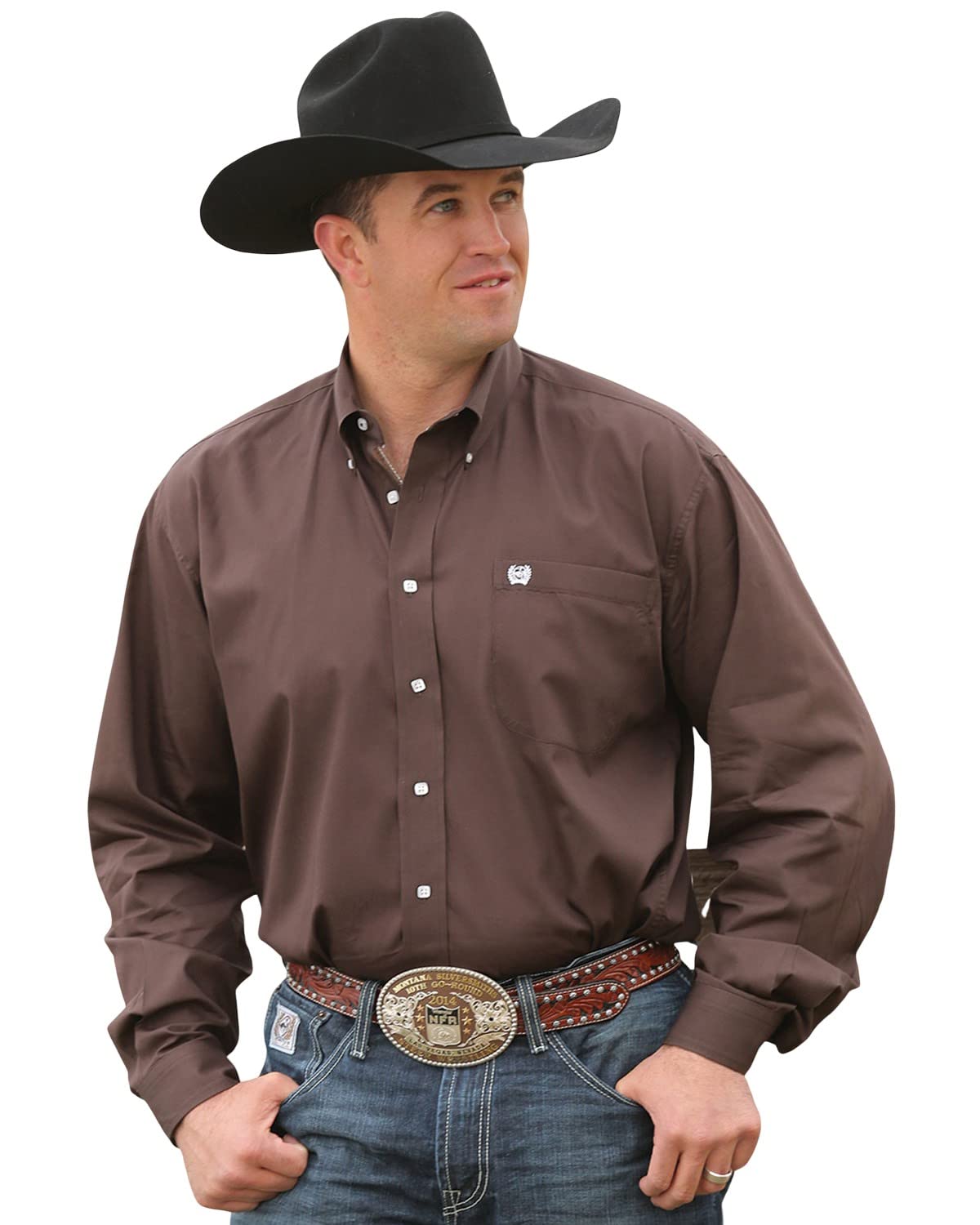 Cinch Men's C&Zwnj;Inch Solid Burgundy Button Long Sleeve Western Shirt - Mtw1104239 Bur