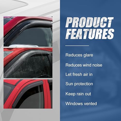 Vista 15 de Auto Dynasty 4 viseras adhesivas para ventana compatibles con Ford Taurus 2010, 2011, 2102, 2013, 2014, 2015, 2016, Ford Taurus 2010-2016