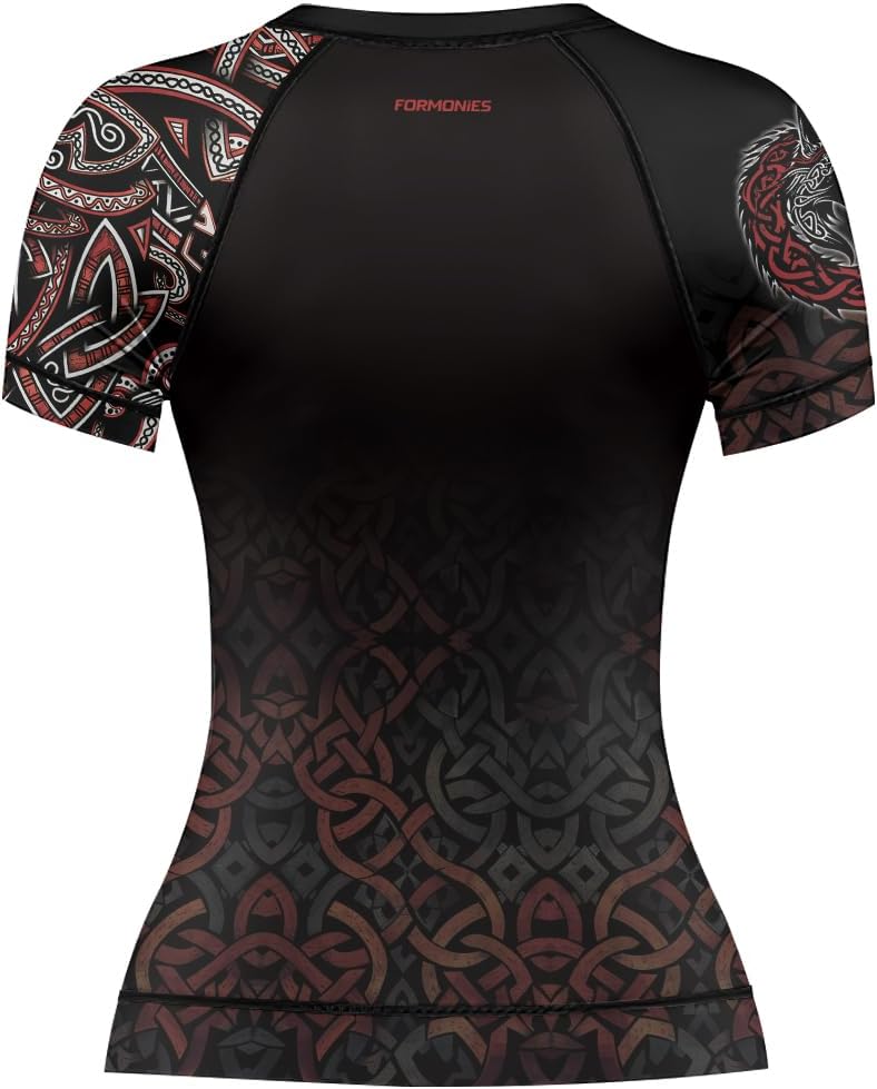 Viking Women's Short Sleeve Rash Guard Jiu Jitsu Compression Tops for MMA BJJ Grappling Gi No Gi
