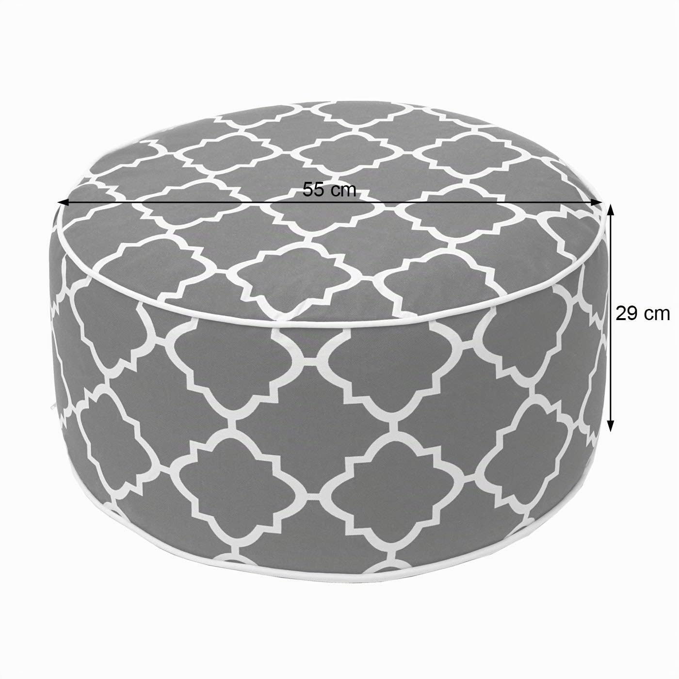 Mendler Pouf poggiapiedi Gonfiabile Interno Esterno HWC-G31 Spun Poly 55x55x29cm Foglie