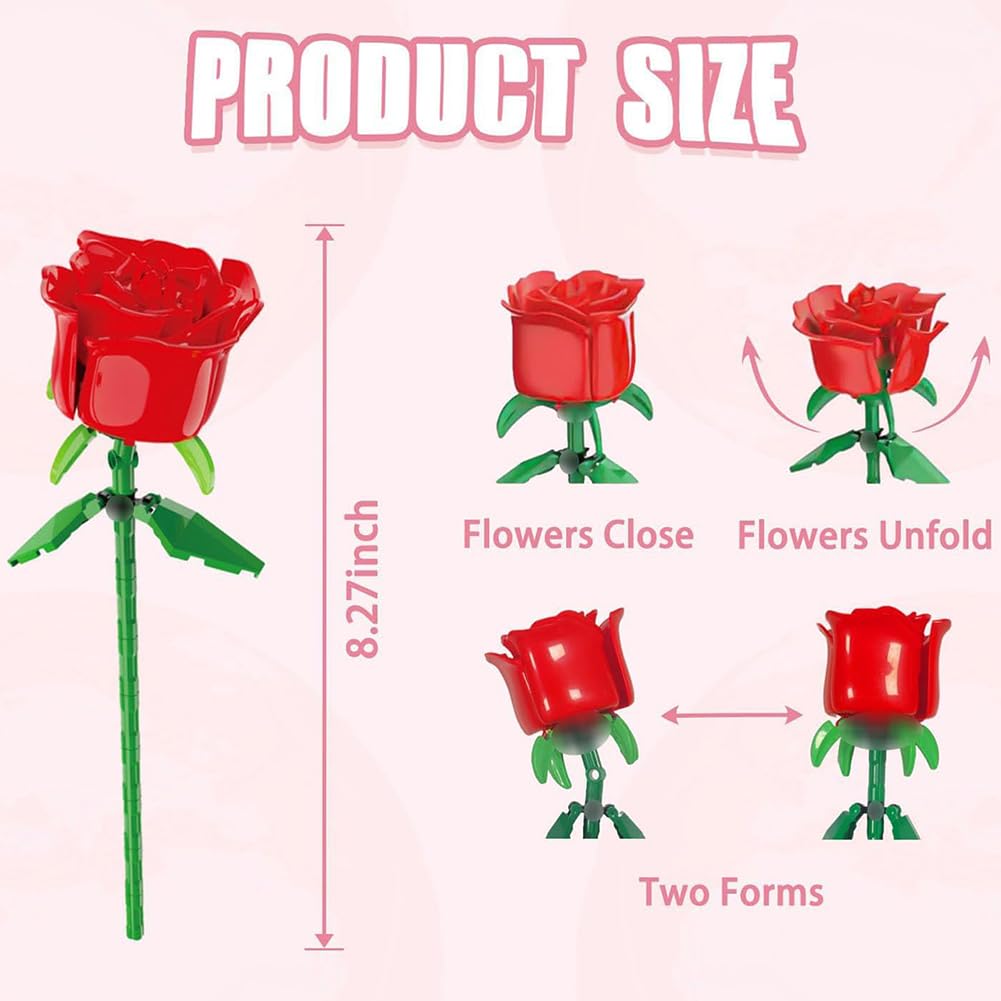 5pcs Roses, Flowers Set, Compatible with Artificial Flower Bouquets from the Botanical Collection - Image 2
