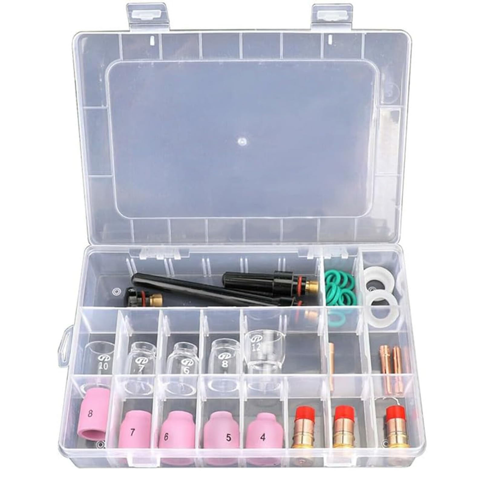 Set di 31 Lenti per Saldatura TIG a Gas Tozzo, Kit di Accessori per Torcia per Saldatura Tig, Lenti a Gas Tozze per Torcia a gas WP-17/18/26, Lente a Gas Tozza #12 Kit Tazza