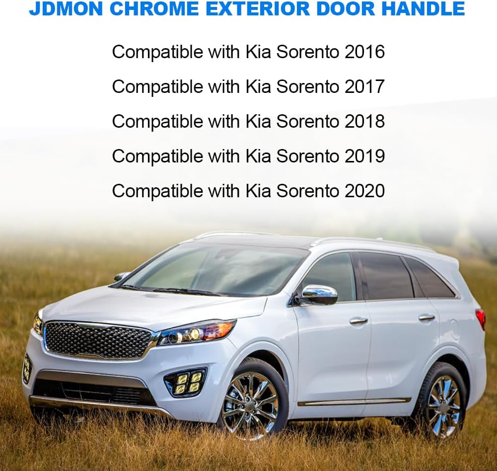 JDMON Exterior Chrome Door Handle Replacement for Kia Sorento 2016 2017 2018 2019 2020 Replacement for 82651-C5010 82652-C5010 82662-C5030 Front Left Driver Right Passenger Side Outer Outside Handle