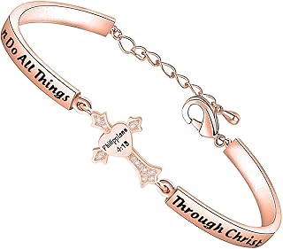 Verse Bible Philippians 4:13 Bracelet I Can Do All Things Through Christ Who Strengthens Me Cross Charm Bracelet