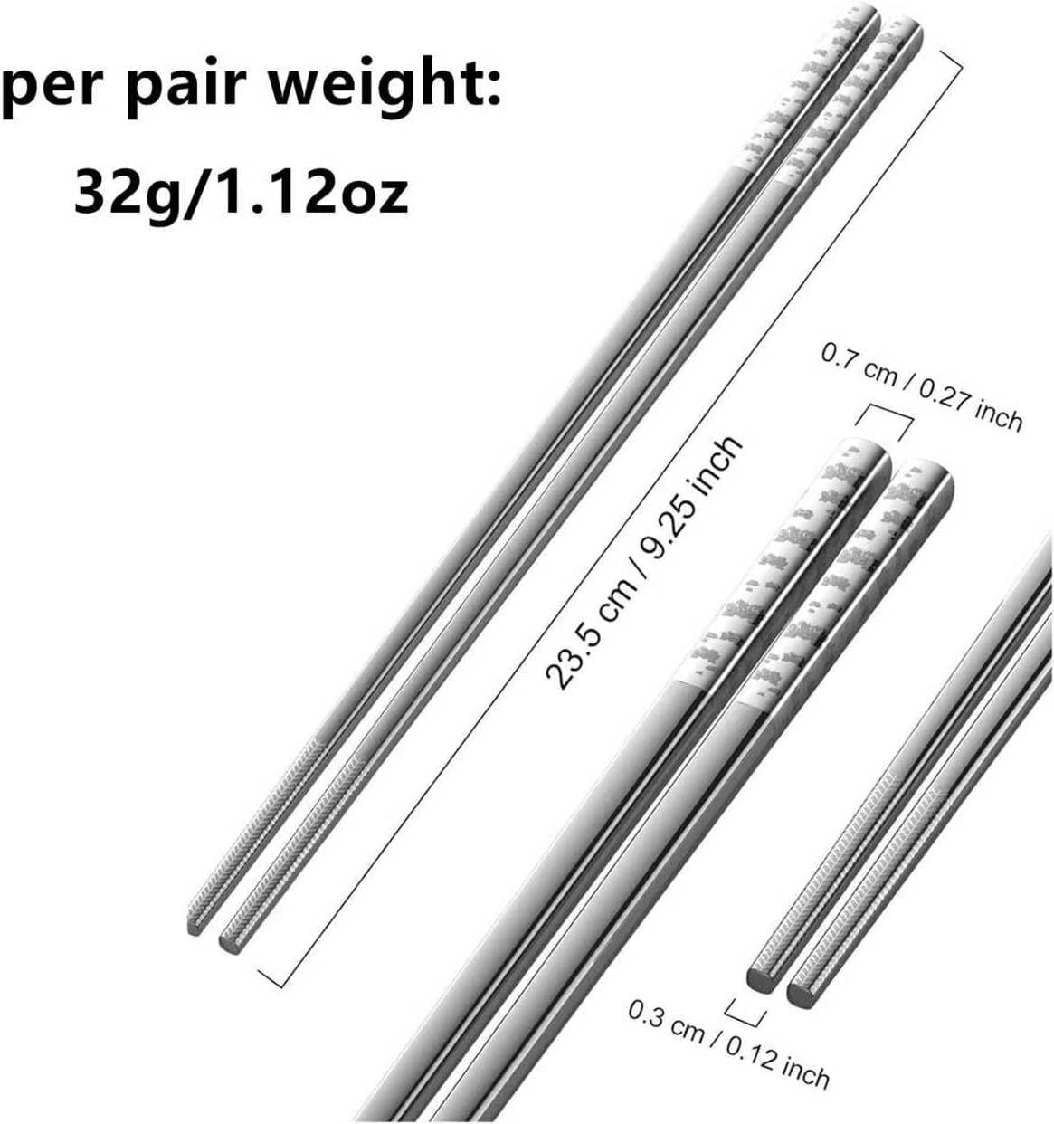 Stainless Steel Chopsticks - Laser-Engraved,Reusable metal chopsticks Non-Slip Tips, Dishwasher Safe Metal Utensils for Sushi, Cooking, Family & Gifts 9.25 Inches (Floral) image 3
