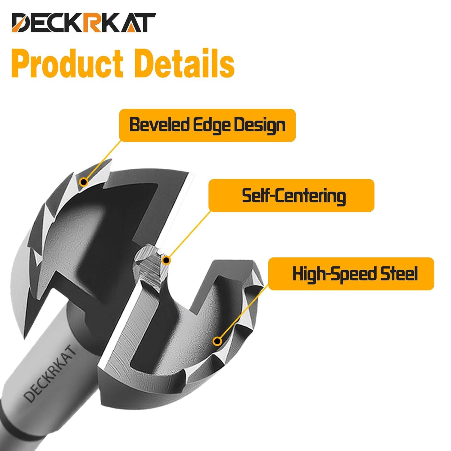 DECKRKAT 3" Forstner Drill Bits - Smooth Flat Bottom Drill Bits for Wood, Hard & Soft Wood Drilling, Hex Shank Fits Drills/Drill Presses.