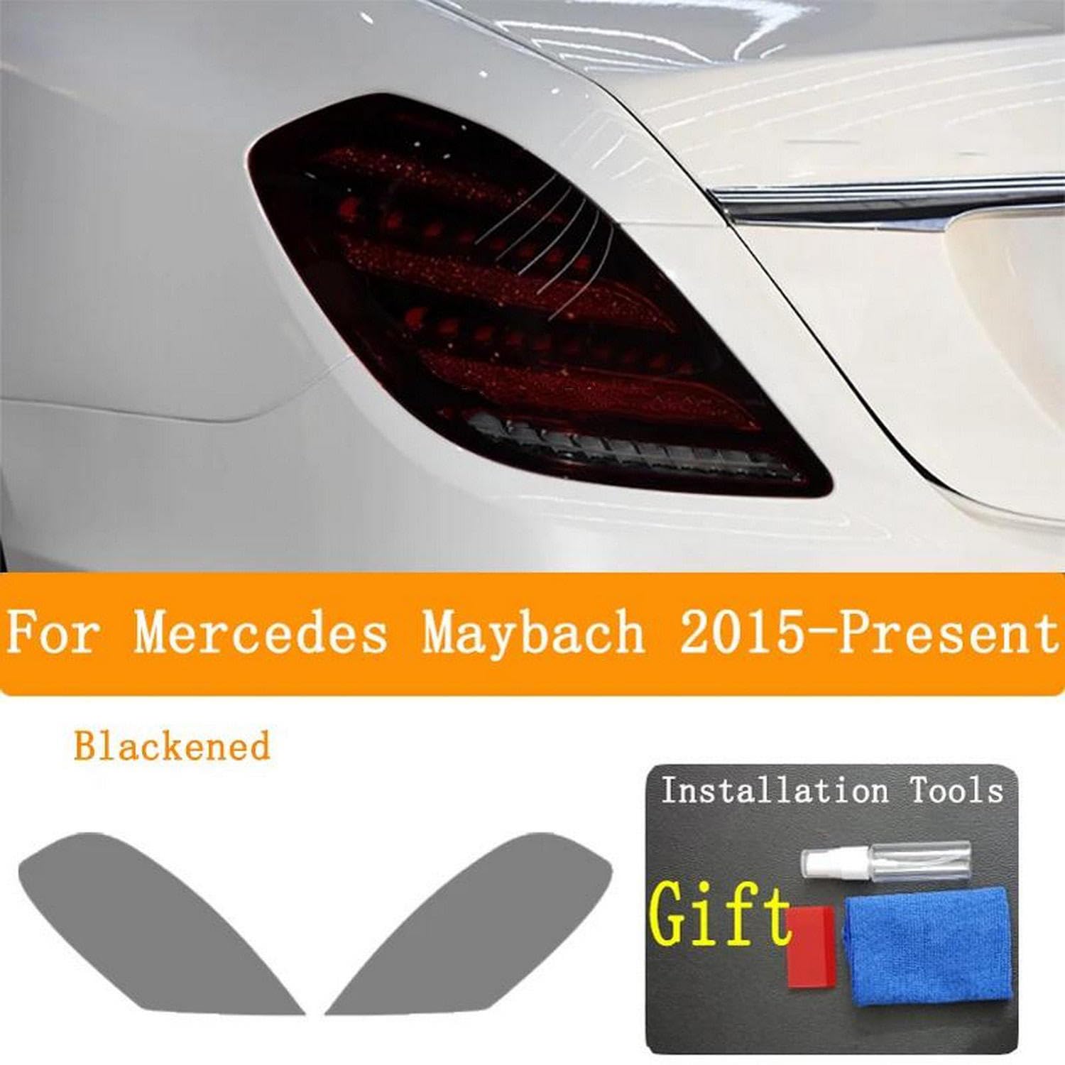 Reflektor samochodowy tylne światło folia ochronna reflektor winyl renowacja przezroczysta czarna naklejka, do Mercedes Maybach 2015-Present