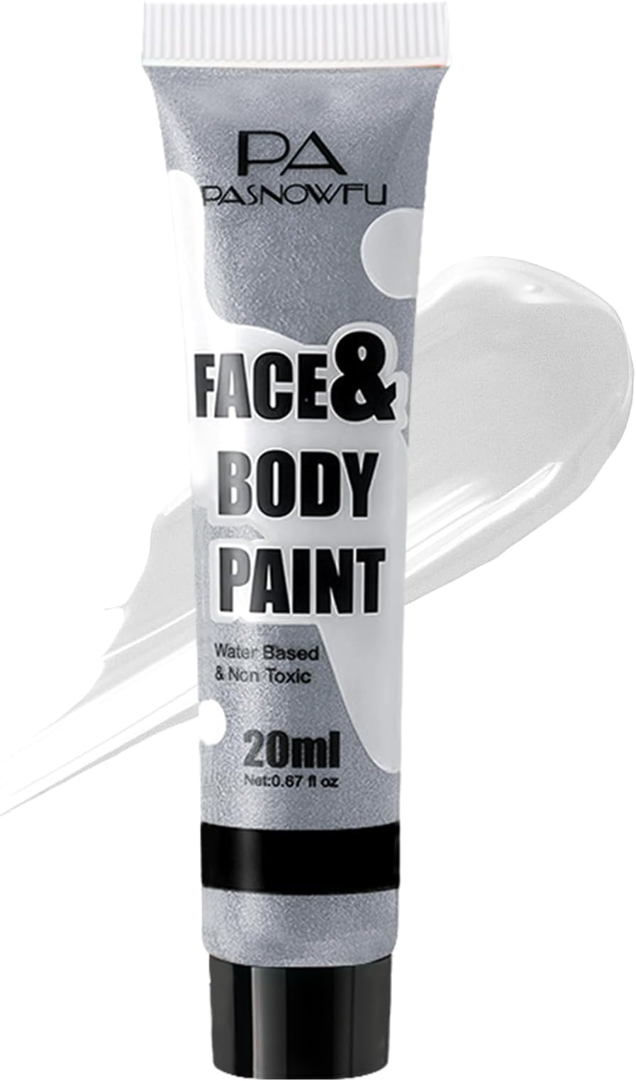 Silver Face Body Paint - Professional Water-Based Non-Toxic Body Painting for Vampire, Skeleton Halloween SFX Cosplay, Full Coverage Washable Cream for Costume Party Theater