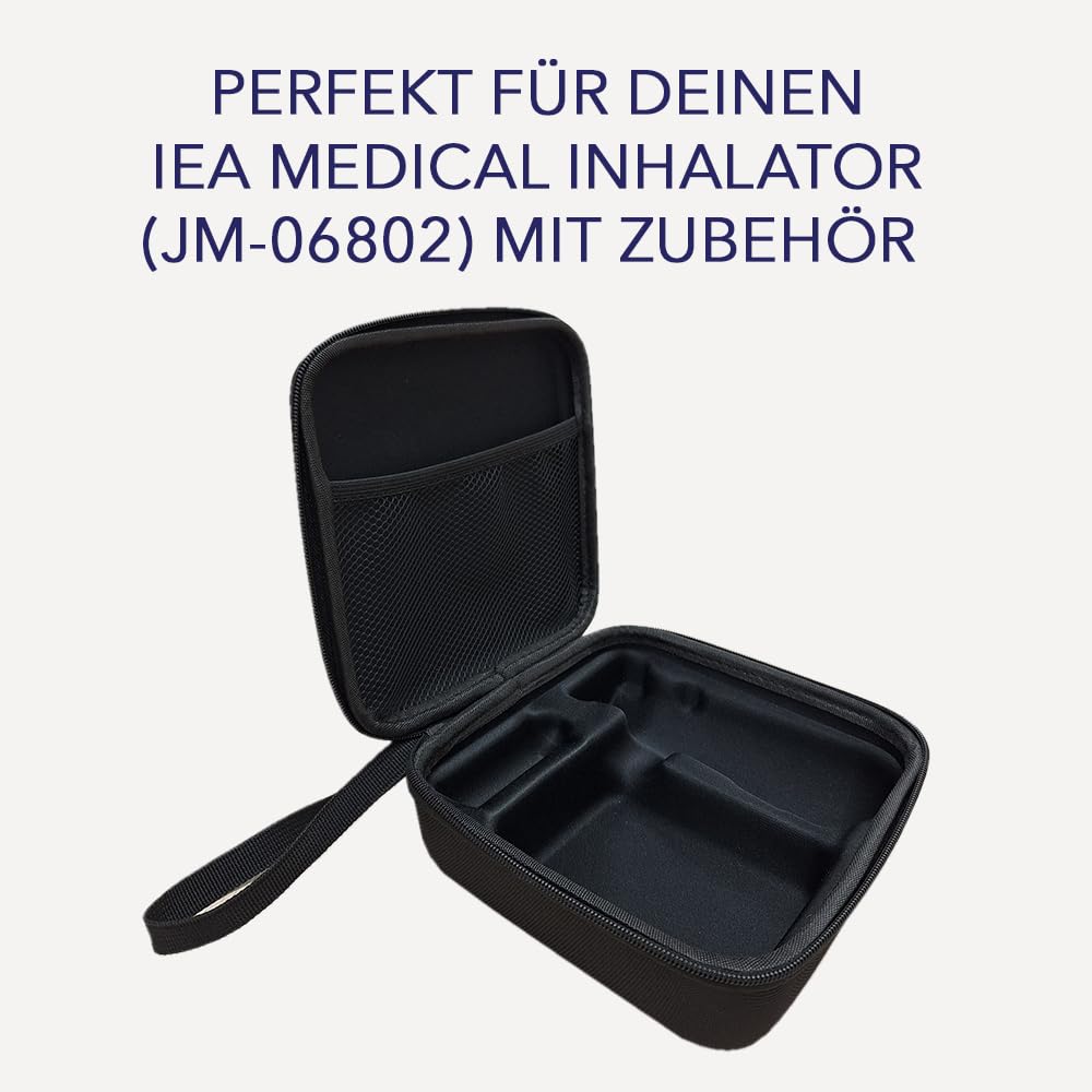 IEA Medical Inhalator Set mit Hardcase+ Kochsalzlösung 0,9% NaCl (20×5 ml) – tragbarer Vernebler/Inhalationsgerät, Mikrovernebelung feiner Nebel, USB-C aufladbar, sterile isotonische Inhalationslösung