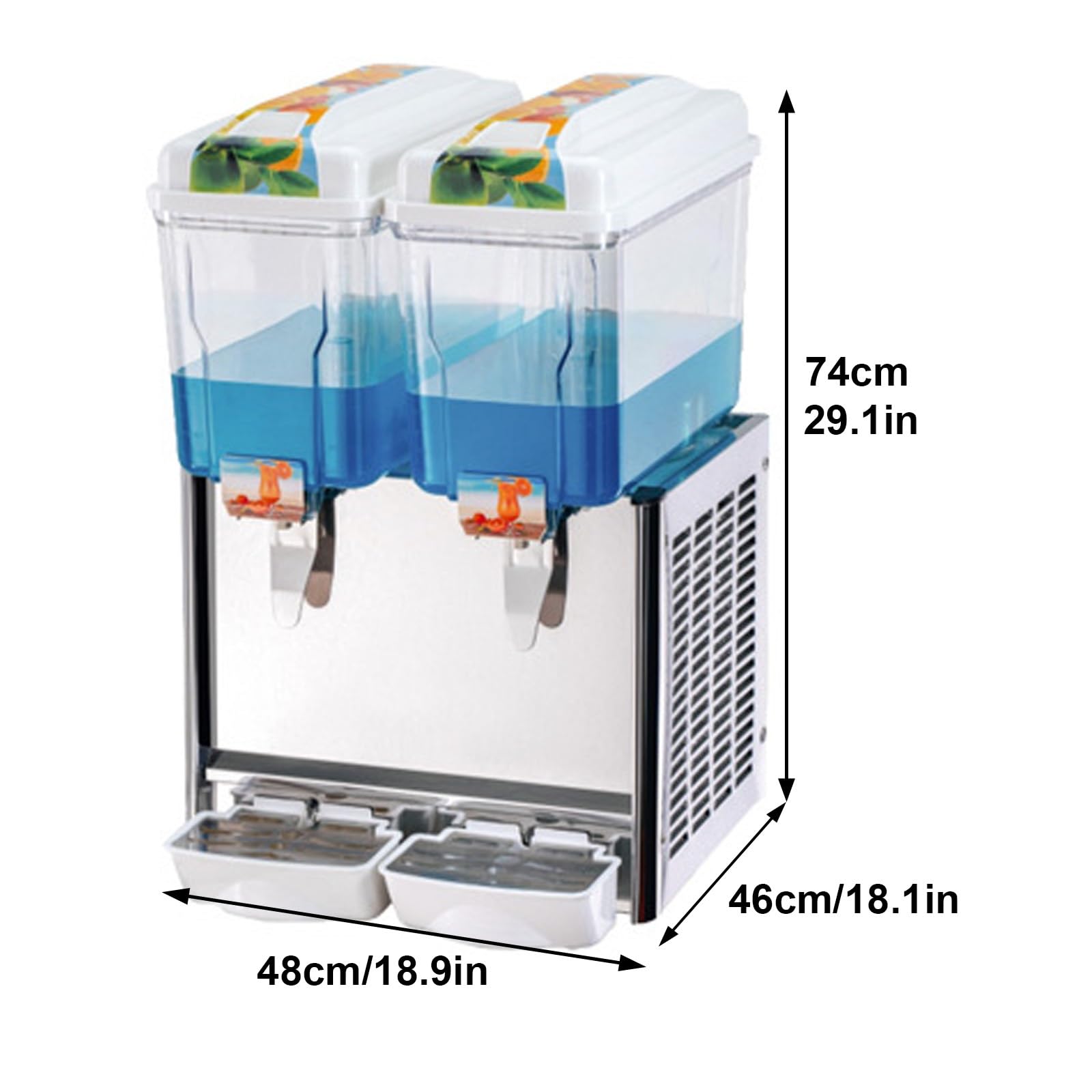 Dispensador de jugo de acero inoxidable de 18 litros, dispensador de bebidas refrigerado de 280 W para restaurante, barra de jugos, uso doméstico