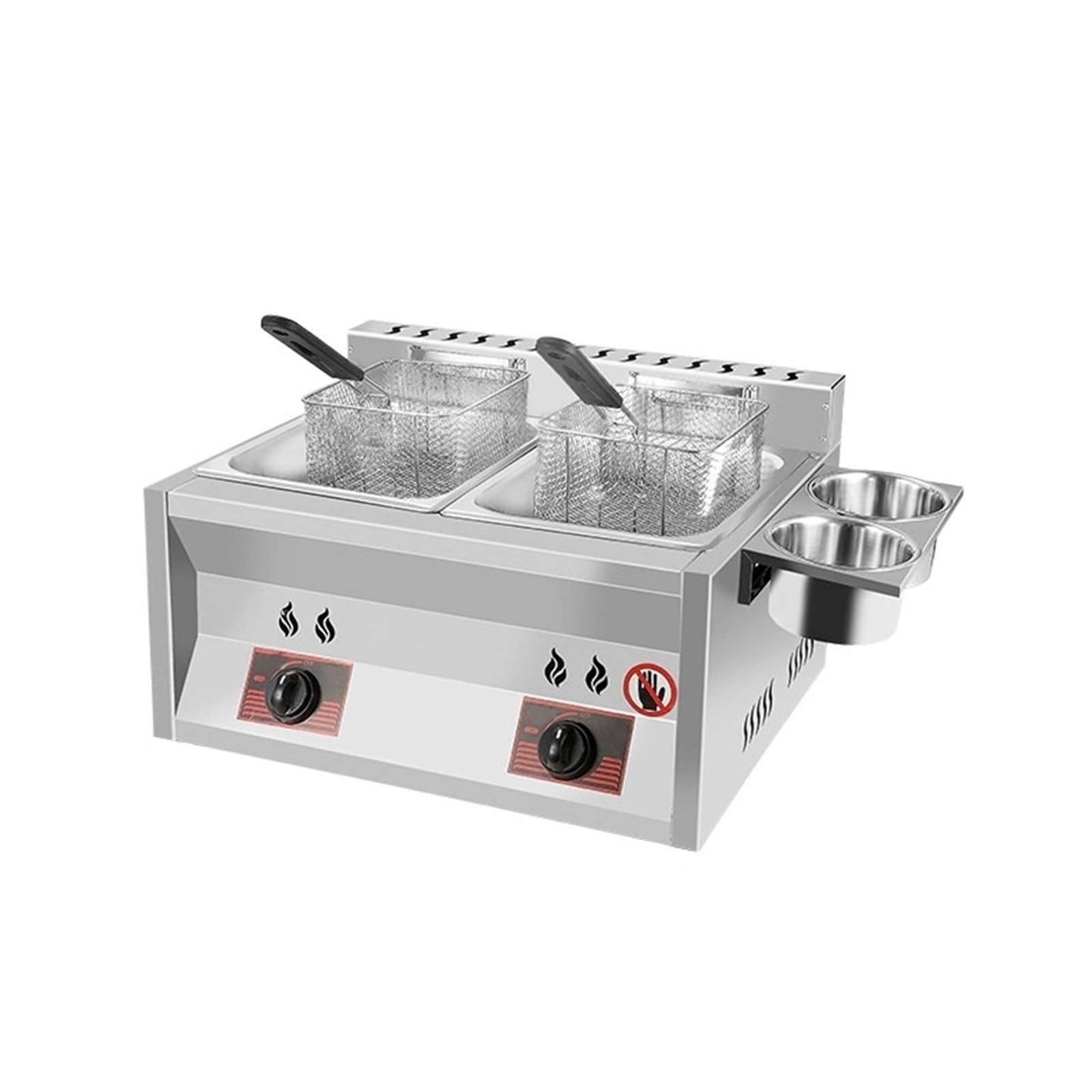 Freidora comercial, freidora eléctrica for pavo con cesta grande, vertical de acero inoxidable resistente for restaurantes y cafeterías Calentamiento RáPido(6L double cylinder gas fryer)