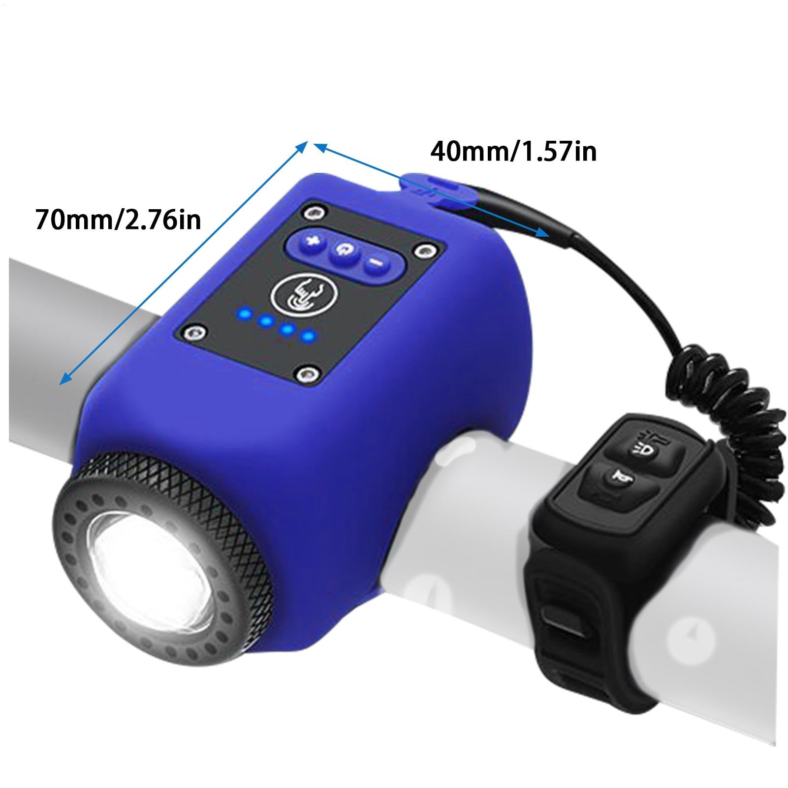 Electric Bike Horn Bikes Light, 120 dB Waterproof Cicli Bell Adulti, USB ricaricabile 180° Viewing Angolo, Flashlight Taillight with 4 mode for Cycling, Size: 2.76x1.57x1.57inc
