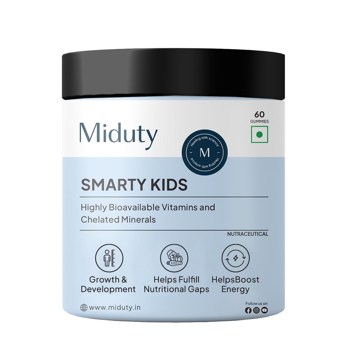 Miduty Smarty Kids Multivitamin Multimineral, B Complex, Vitamin C, Vitamin A & Active Immunity For Picky Eaters No Fructose Corn Syrup No Preservatives – Natural Flavour – Pack of 60 Miduty Smarty Kids Multivitamin Multimineral, B Complex, Vitamin C, Vitamin A & Active Immunity For Picky Eaters No Fructose Corn Syrup No Preservatives – Natural Flavour – Pack of 60