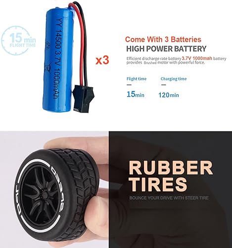 Miniatura 4 de Mini Drift RC Car 124 Escala RC Drift Car con 3 baterías mejoradas de 1000 mAh 2.4 GHz 9.3 mih Racing RC Drifting Car 2WD Micro RC Cars (blanco)