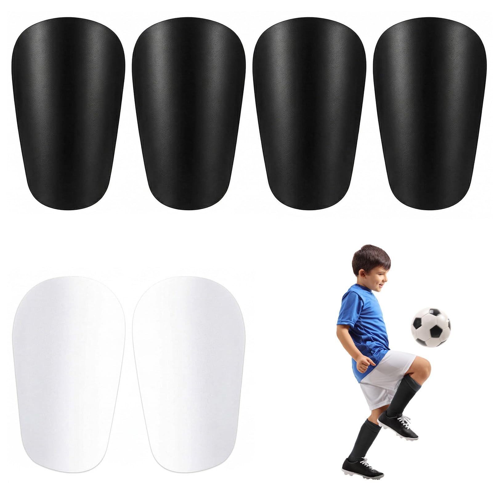3 Pairs Shin Guards,Mini Shin Pads Football for Boys Kids and Mens,Small Shin Pad Soccer Protective Gear,Shinpads Personalized Adults Girls Teenagers,Legging Plates Protector (White/Black,10 x 6 cm)