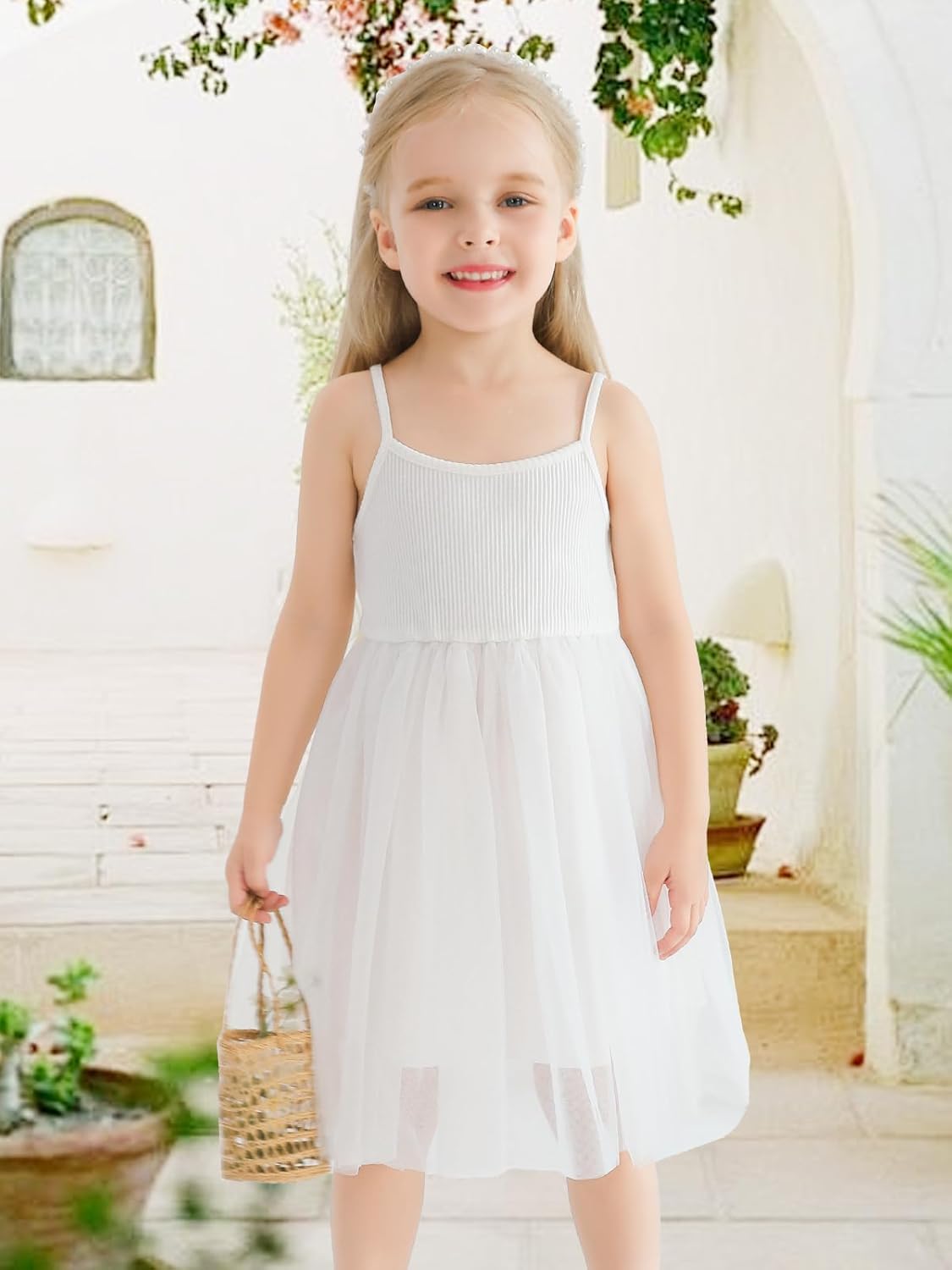 Toddler Tutu Dress Little Girl Sleeveless Summer Knit Outfit Tulle Flower Princess Birthday Party Dresses - Image 3