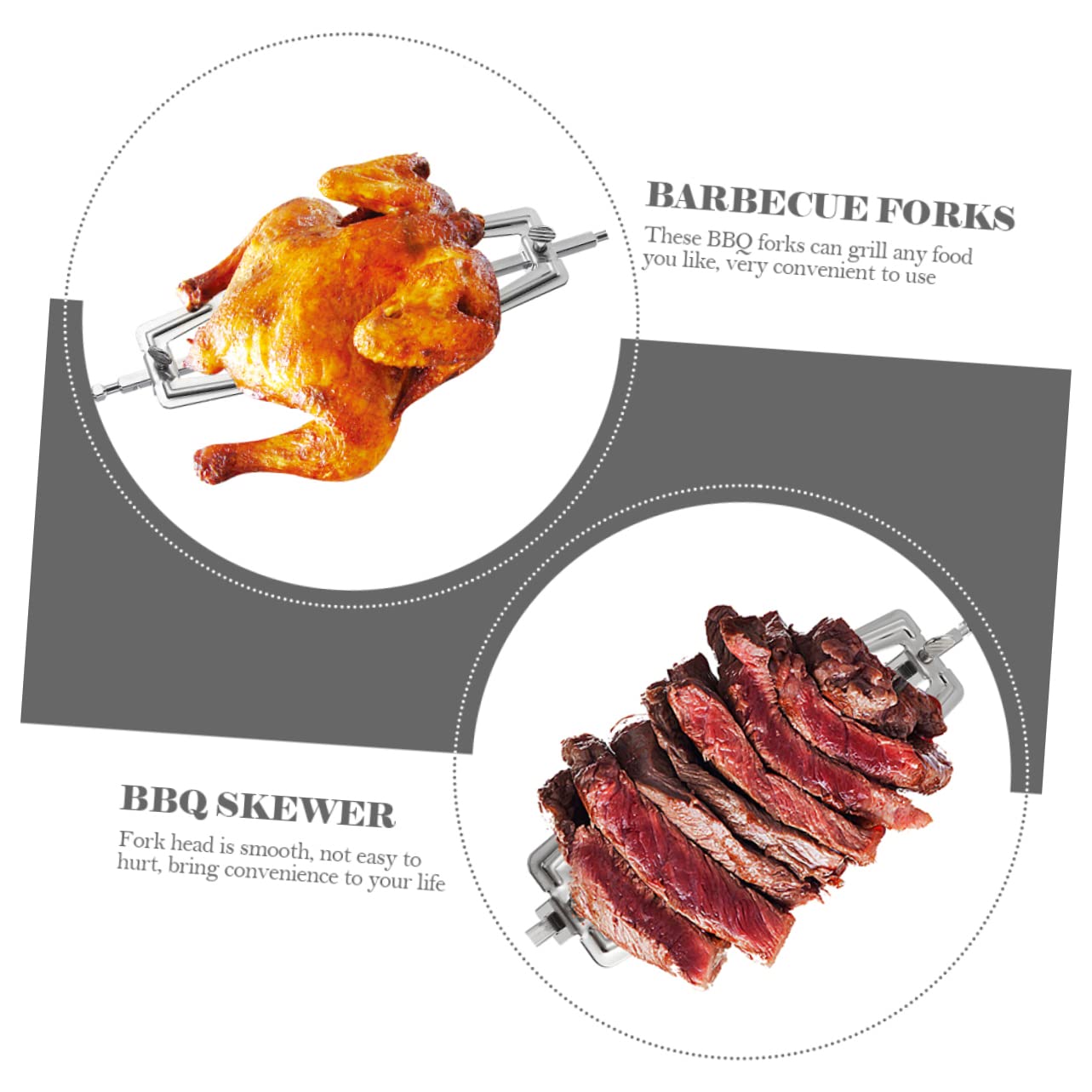 Toddmomy 3pezzi Forchette Bbq Inossidabile Girevoli e Versatili Per Grigliate Accessori Per Barbecue Per e