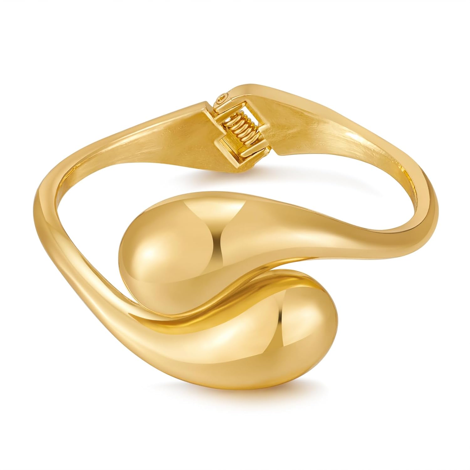 Chunky Gold Bangle Bracelets for Women Trendy Wide Hinged Open Cuff Bangle Bracelet Boho Thick Statement Gold Bracelets
