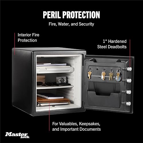 Miniatura 8 de Master Lock Caja fuerte resistente al fuego e impermeable negra con esfera combinada, 1.23 pies cúbicos, STW123DUB