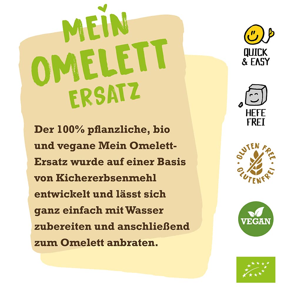 Biovegan Mein Omelett-Ersatz, pflanzlicher Ei Ersatz aus Kichererbsen, ideal für leckere Omeletts oder Spätzle, glutenfrei und vegan, 15 x 43 g (645 g)