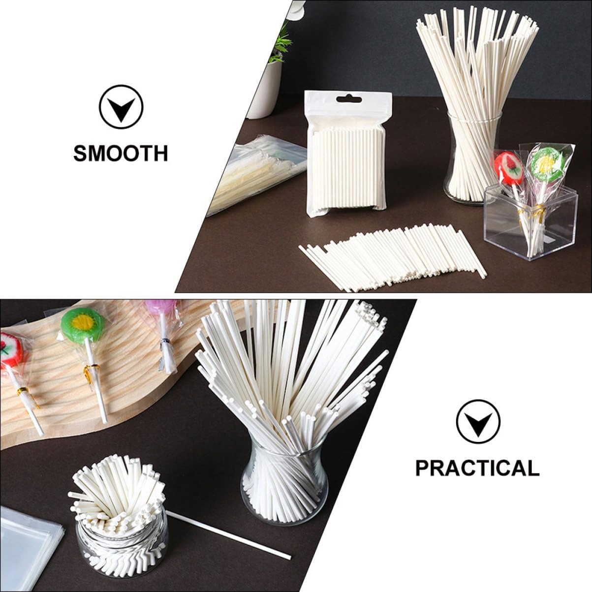 Zerodeko 500pcs Candy Treat Sticks for Lollipop and Cake Sticks for Wrapping and for Boys and Girls Crafts and Desserts