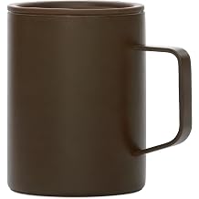 Mizu 14 oz Stainless Steel Coffee Mug with Sip-Through Lid Espresso | Double-wall Vacuum Insulated Metal Cup Keeps Drinks Hot; Splash-resistant Lid; Ergonomic Handle; Use for Coffee, Tea