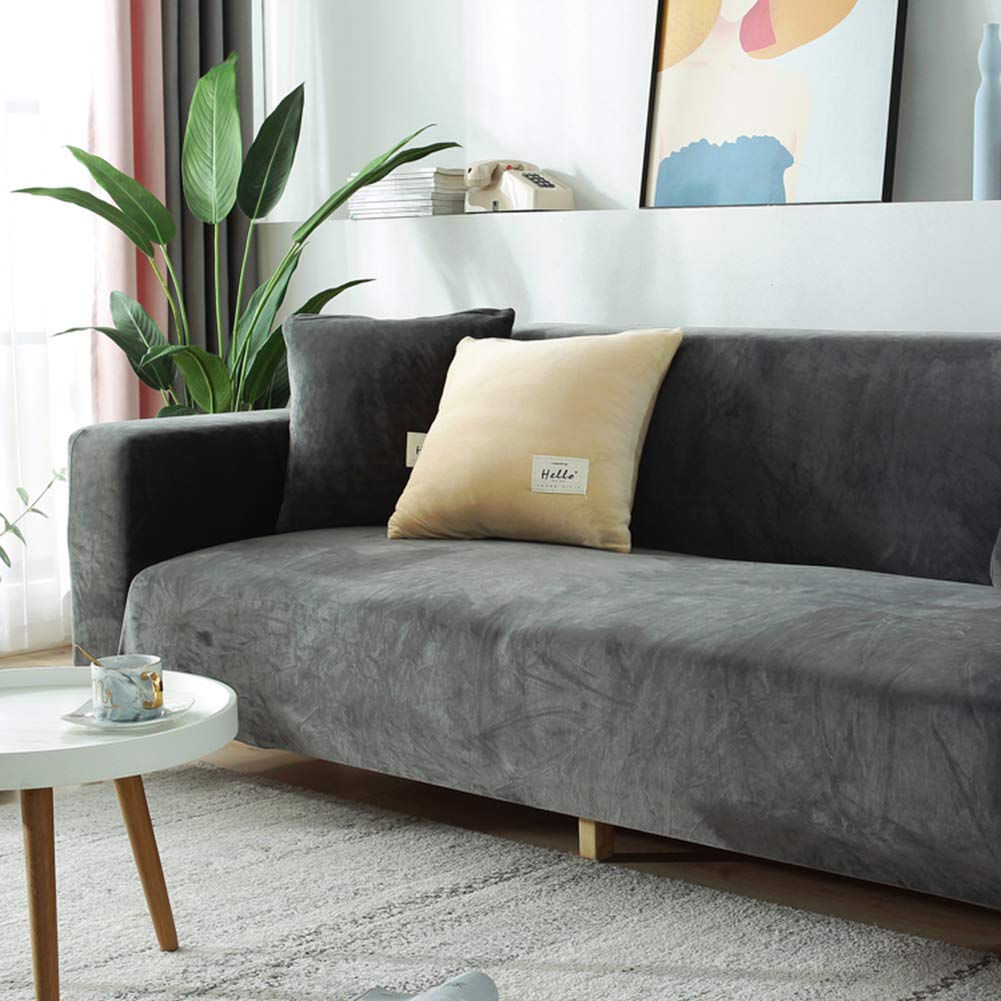 Felpa Cubiertas De Sofá para 1 2 3 4 Cubierta De Sofá,Polvo-Prueba Terciopelo Elástico Soft Couch Cover,Ajuste Fácil Lavable,Cubierta De La Silla Recliner Mueble Protector De Sofá-