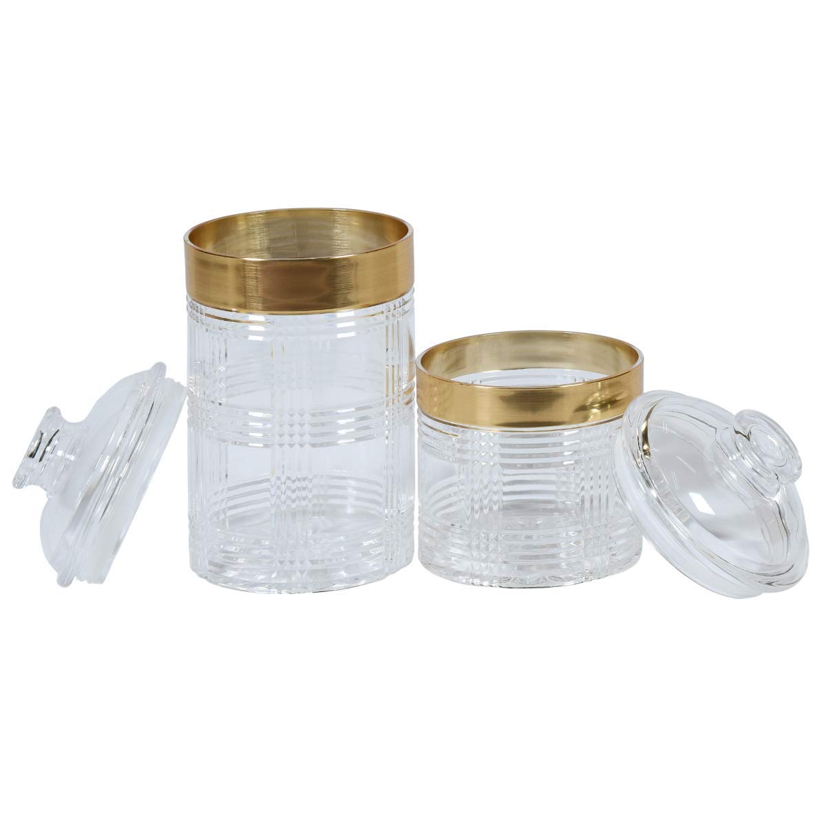 FEELING MALL Acrylic Decorative Container Box With Lid - 2 Pieces, White