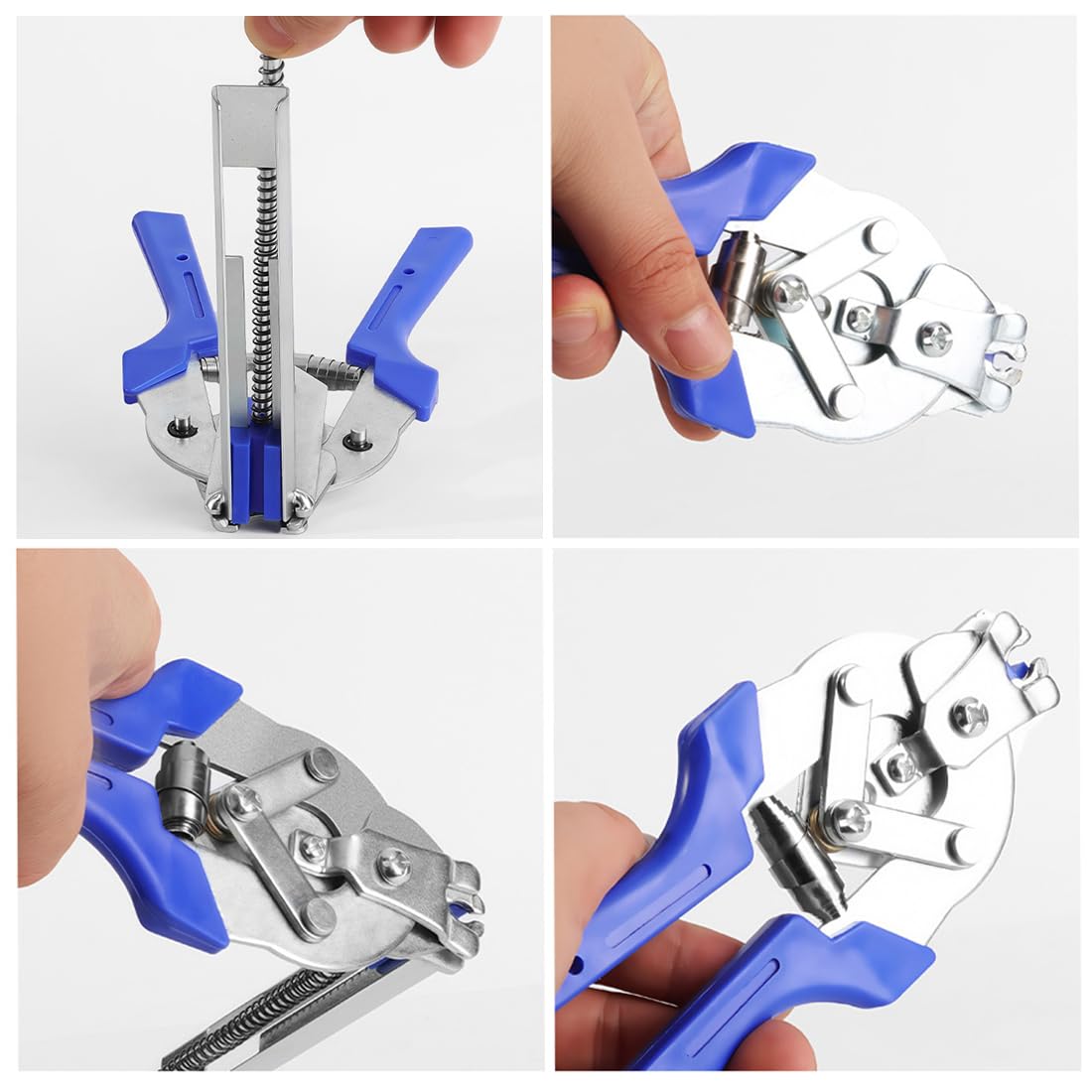 Kit de alicates de anillo de cerdo tipo M, herramienta de abrazadera de jaula de alimentación automática resistente con 1200 clips en M galvanizados para tapicería, valla e instalación comercial de