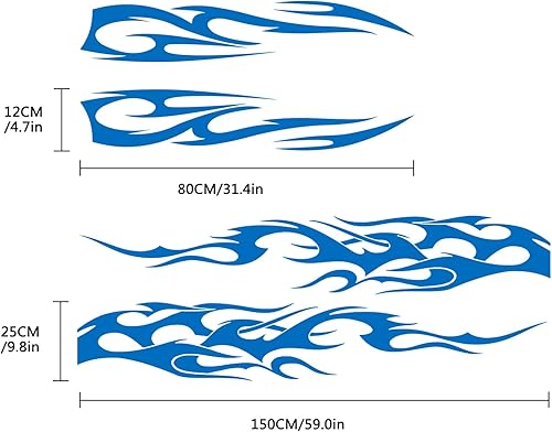 Miniatura 2 de RUIANTE 4 piezas de calcomanías universales de rayas laterales para la carrocería de carreras, calcomanías de falda para el capó y las puertas