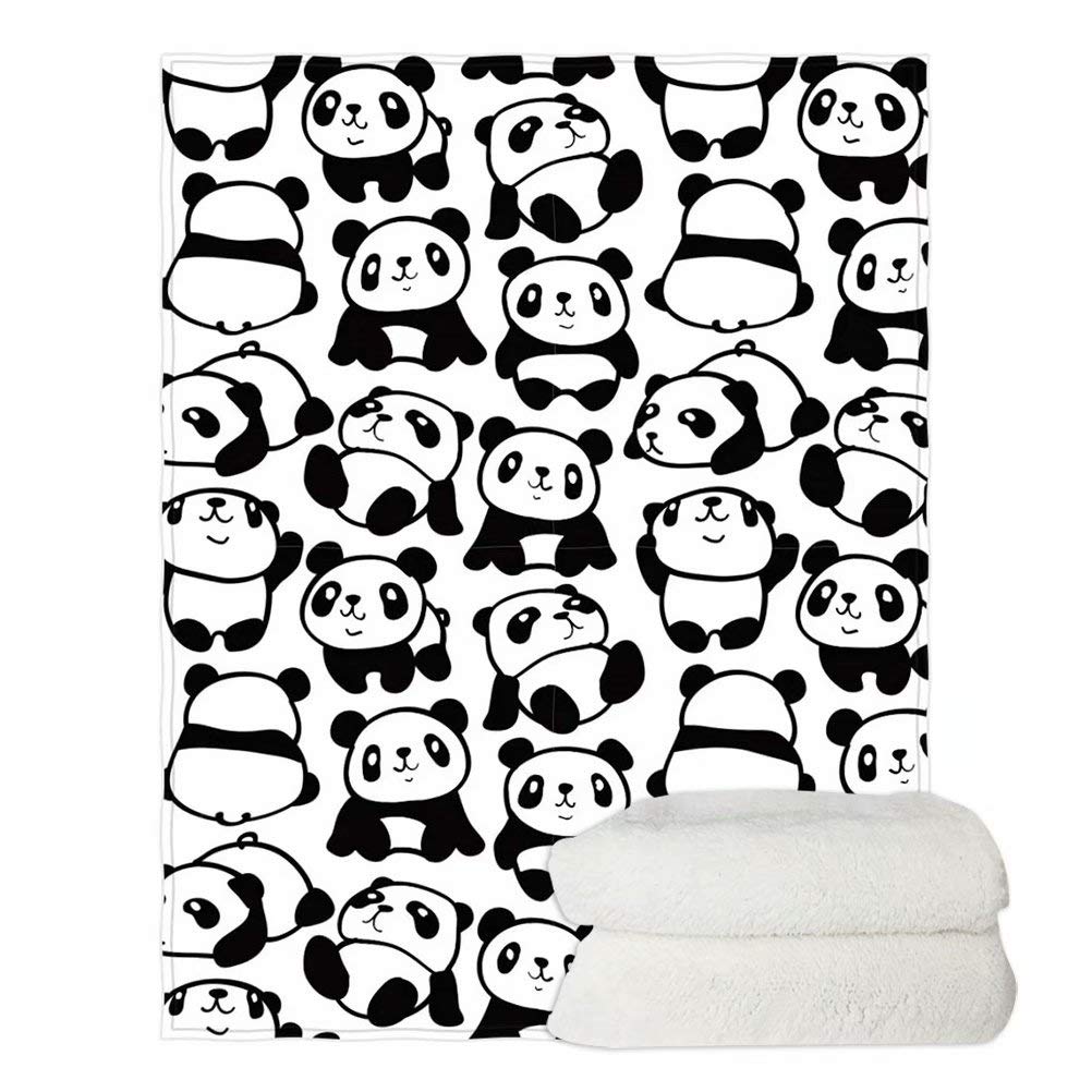chaqlin Cute Panda Pattern Sofa Blankets for Office Sofa Chair Bedding Couch Kids Children Throw Blanket Flannel Blankets for Bedroom Living Room-140x180 cm — image 1