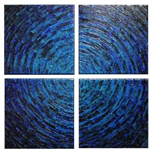 Peinture quadriptyque design habiller un grand mur vide Éclat bleu fragmenté 40x40