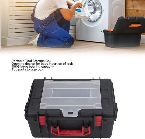 Miniatura 5 de Caja de herramientas organizadora negra multifuncional caja de herramientas portátil de plástico para organización de piezas, compartimento de