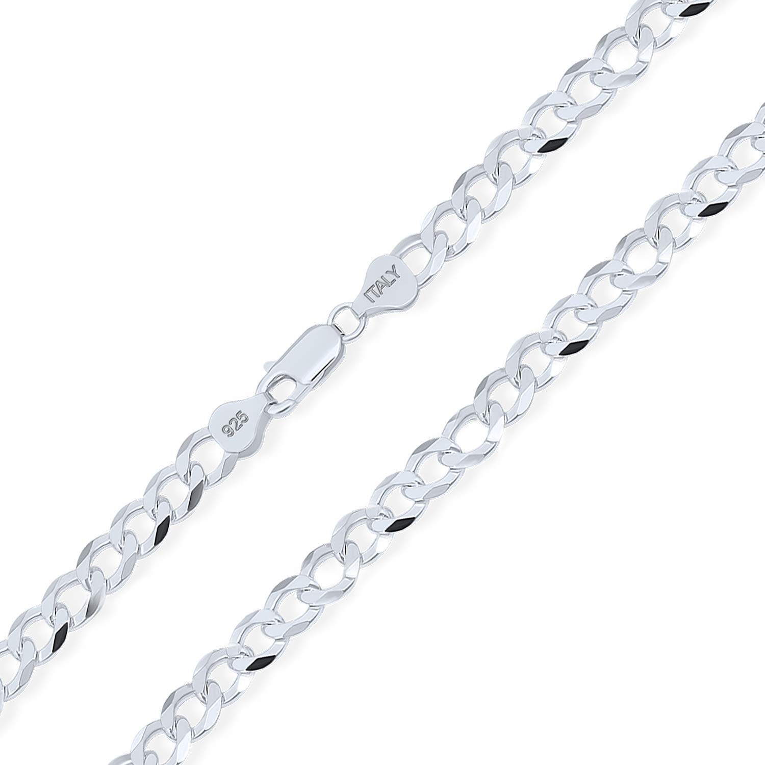Bling Jewelry Hombres Fuerte .925 Plata Esterlina De Calibre 180 7Mm Miami Cubana Curb Collar De Cadena Para Los Hombres Sin Níquel 16 18 20 24 30 Pulgadas