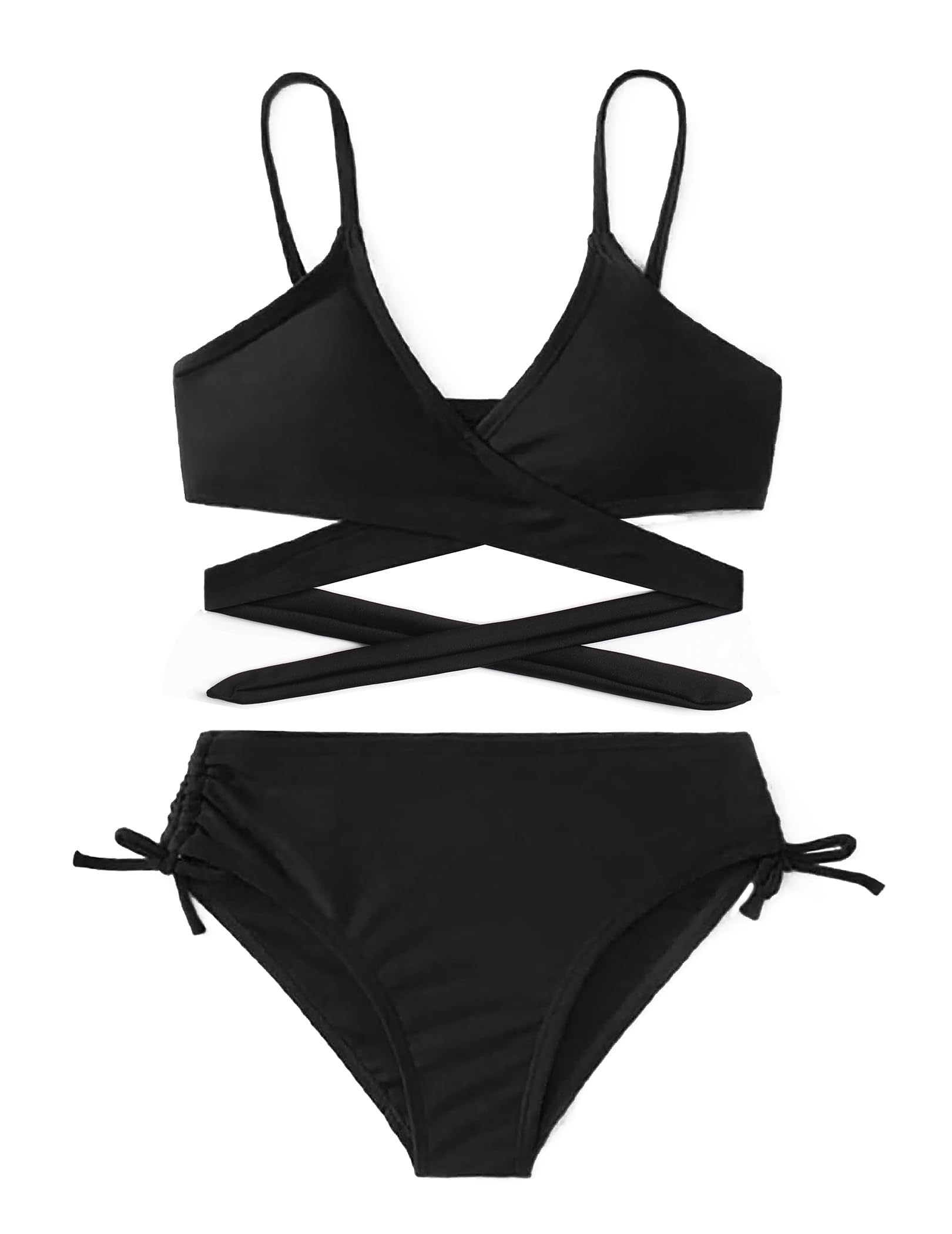 Arshiner Mädchen Badeanzüge Bikini Set Zweiteiliger Badeanzug Kinder Criss Cross Bustier & Bikinislip Triangle Bikini Schwimmanzug für Mädchen 6-14 Jahre